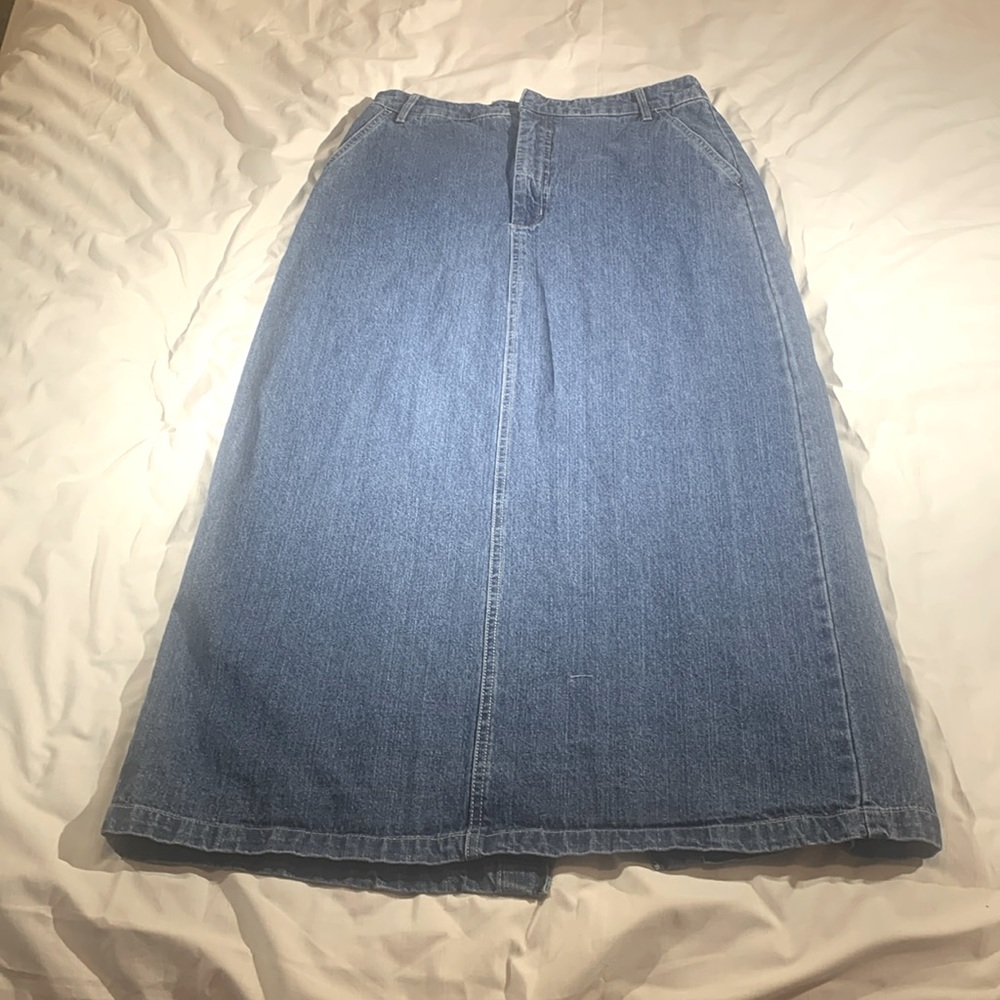 Kim Rodgers Women’s Belk Style A Line Medium Blue Cotton Straight Maxi Skirt
